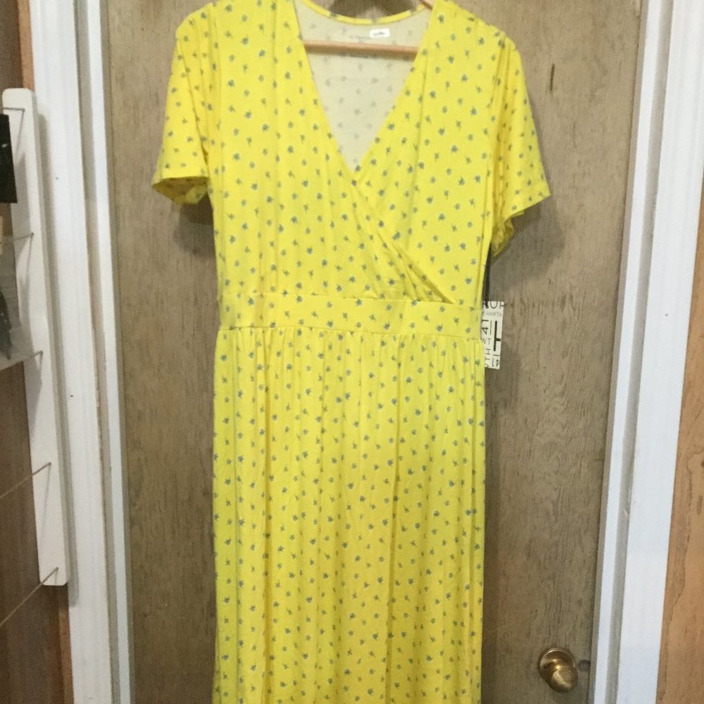 NWT 41 Hawthorn yellow floral maxi dress size large beautiful summer dress